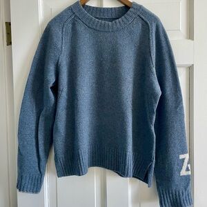 Zadig & Voltaire Blue Sweater with ZV white lettering on sleeve